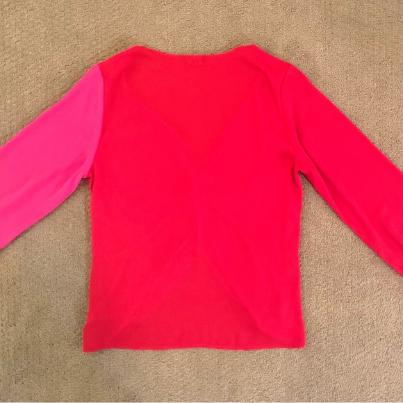 EXPRESS Never Worn Hot Pink Bright Red Long Sleeve Half n Half Knot Top - Picture 6 of 6